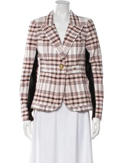 Pre-owned Smythe Plaid Print Blazer In Pink