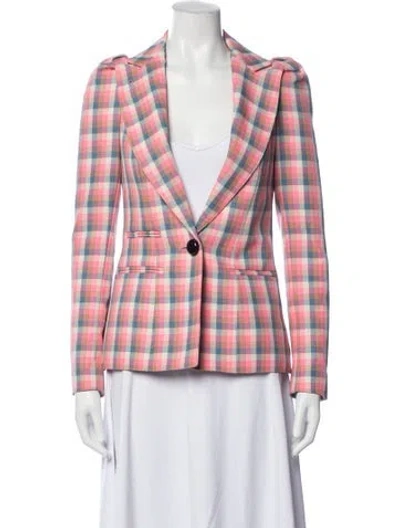 Pre-owned Smythe Plaid Print Blazer In Pink