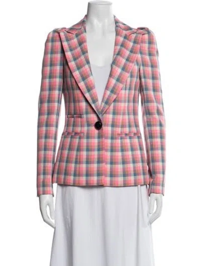 Pre-owned Smythe Plaid Print Blazer In Pink