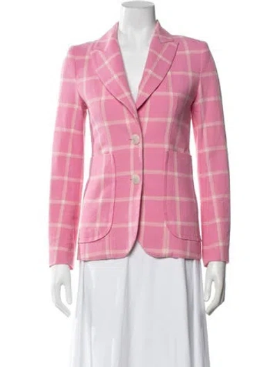 Pre-owned Smythe Plaid Print Blazer In Pink