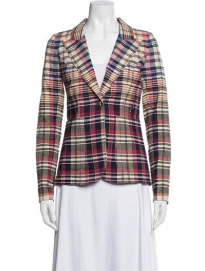 Pre-owned Smythe Plaid Print Blazer In Pink
