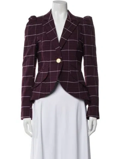 Pre-owned Smythe Plaid Print Blazer In Purple