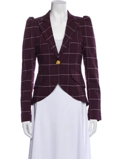 Pre-owned Smythe Plaid Print Blazer In Purple