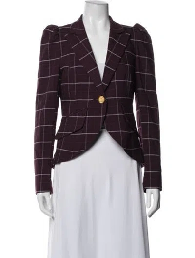 Pre-owned Smythe Plaid Print Blazer In Purple