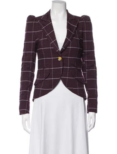 Pre-owned Smythe Plaid Print Blazer In Purple