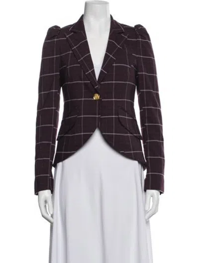 Pre-owned Smythe Plaid Print Blazer In Purple