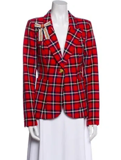 Pre-owned Smythe Plaid Print Blazer In Red