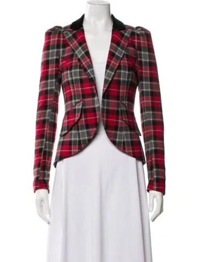Pre-owned Smythe Plaid Print Blazer In Red