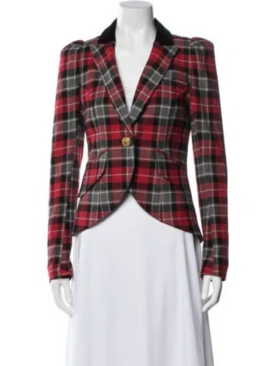 Pre-owned Smythe Plaid Print Blazer In Red