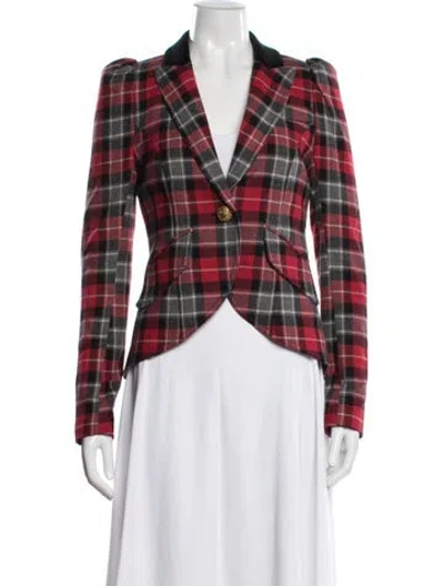 Pre-owned Smythe Plaid Print Blazer In Red