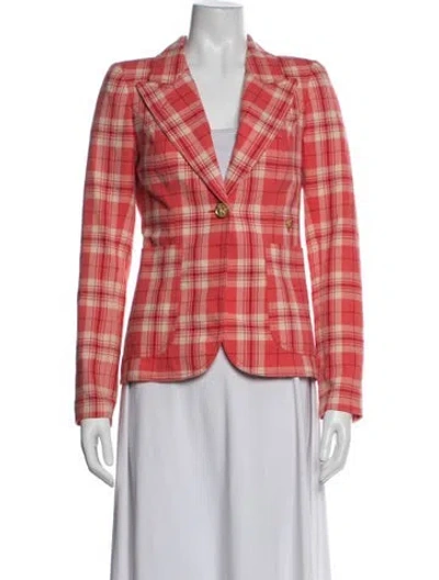 Pre-owned Smythe Plaid Print Blazer In Red