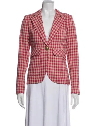 Pre-owned Smythe Plaid Print Blazer In Red