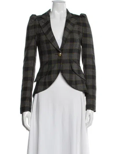 Pre-owned Smythe Plaid Print Blazer W/ Tags In Black