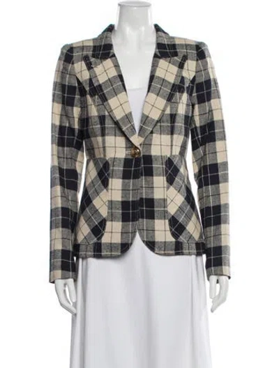 Pre-owned Smythe Plaid Print Blazer W/ Tags In Blue
