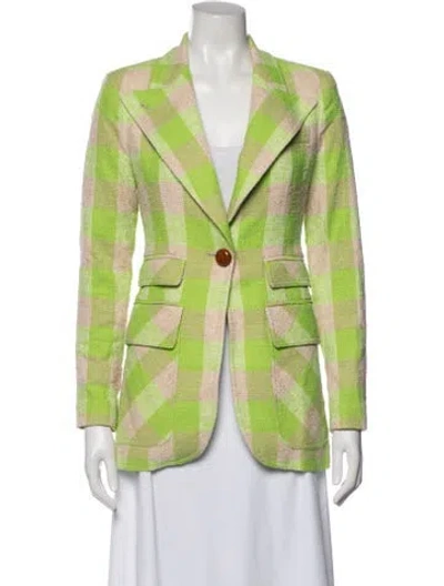 Pre-owned Smythe Plaid Print Blazer W/ Tags In Green