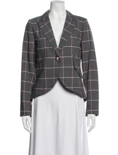 Pre-owned Smythe Plaid Print Blazer W/ Tags In Grey