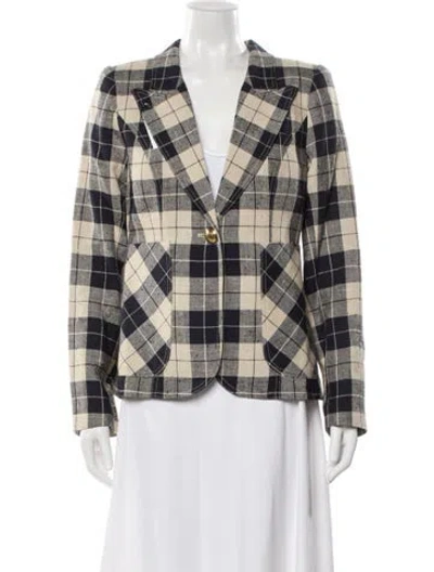 Pre-owned Smythe Plaid Print Blazer W/ Tags In Neutral