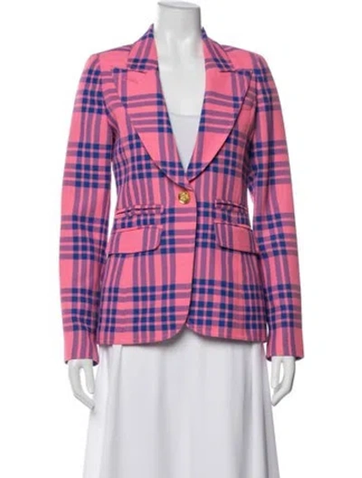 Pre-owned Smythe Plaid Print Blazer W/ Tags In Pink