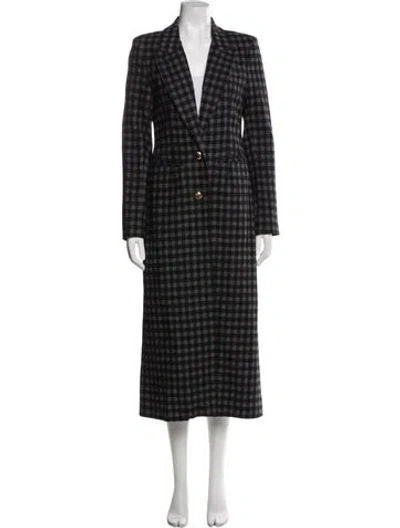 Pre-owned Smythe Plaid Print Coat In Black