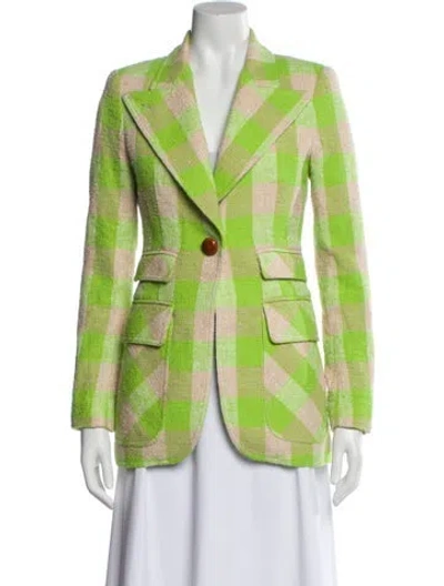 Pre-owned Smythe Plaid Print Coat In Green