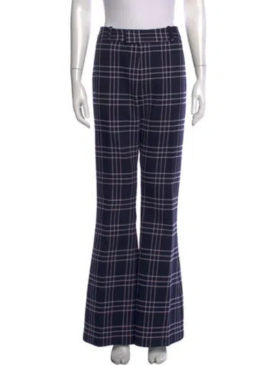 Pre-owned Smythe Plaid Print Flared Pants In Blue/red