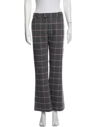 Pre-owned Smythe Plaid Print Flared Pants In Grey