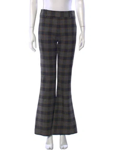 Pre-owned Smythe Plaid Print Flared Pants W/ Tags In Blue