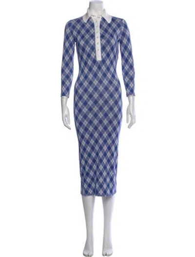 Pre-owned Smythe Plaid Print Knee-length Dress In Blue