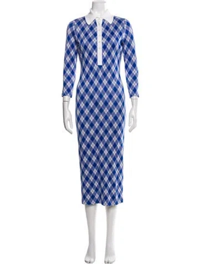 Pre-owned Smythe Plaid Print Long Dress In Blue