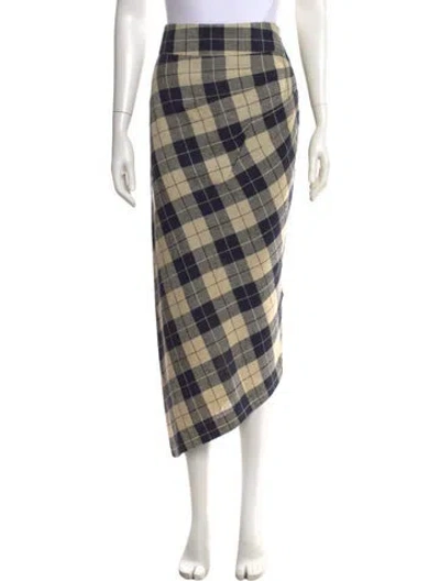 Pre-owned Smythe Plaid Print Midi Length Skirt W/ Tags In Neutral