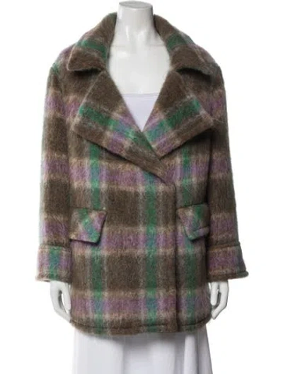 Pre-owned Smythe Plaid Print Peacoat In Neutral