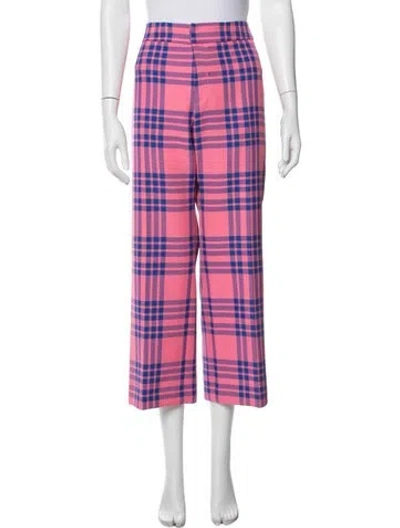 Pre-owned Smythe Plaid Print Straight Leg Pants In Multicolor