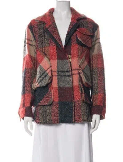 Pre-owned Smythe Plaid Print Utility Jacket In Red