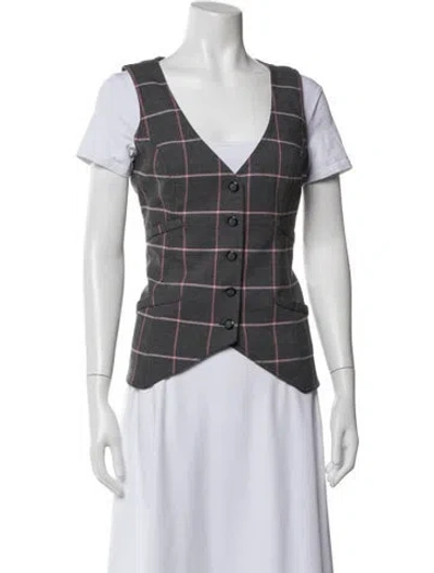 Pre-owned Smythe Plaid Print Vest In Blue