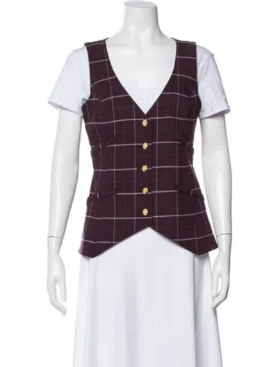Pre-owned Smythe Plaid Print Vest In Burgundy