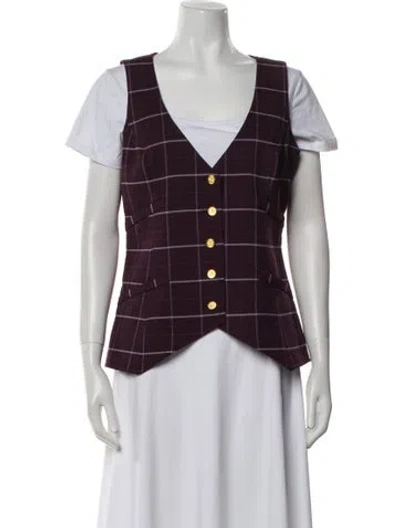 Pre-owned Smythe Plaid Print Vest In Purple