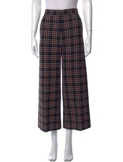 Pre-owned Smythe Plaid Print Wide Leg Pants In Black