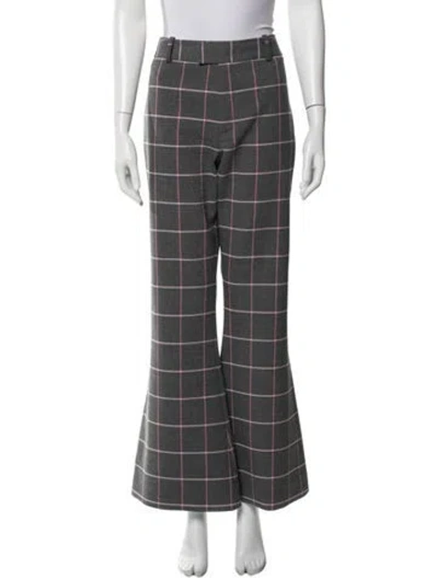 Pre-owned Smythe Plaid Print Wide Leg Pants In Gray