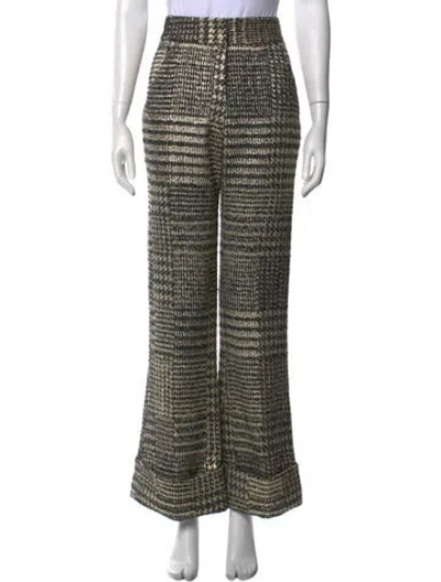 Pre-owned Smythe Plaid Print Wide Leg Pants In Green