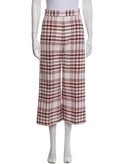 Pre-owned Smythe Plaid Print Wide Leg Pants In Pink
