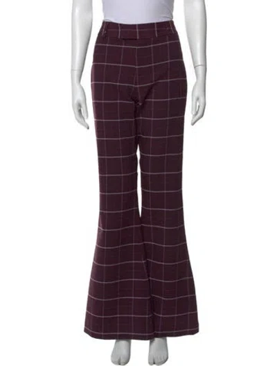 Pre-owned Smythe Plaid Print Wide Leg Pants In Purple