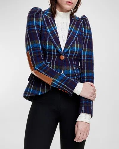 Smythe Plaid Single-breasted Wool Blazer In Blue Multi