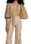 Smythe Pleated Tie Neck Blouse In Nude Dot In Multi
