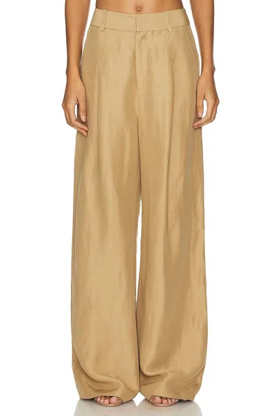 Smythe Pleated Trouser In Khaki In Brown
