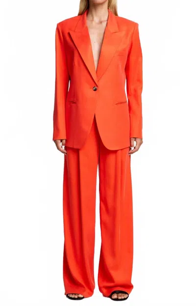Smythe Pleated Trouser In Vermillion In Orange