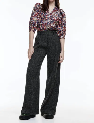 Smythe Pleated Tweed Trouser In Black/gray