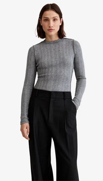 Smythe Pointelle Knit Crewneck In Gray