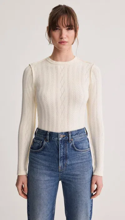 Smythe Pointelle Knit Crewneck In White