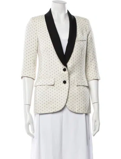 Pre-owned Smythe Polka Dot Print Blazer In Neutrals/white