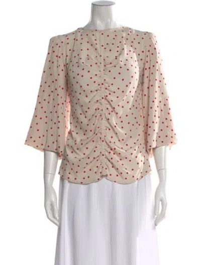 Pre-owned Smythe Polka Dot Print Crew Neck Blouse In Neutral